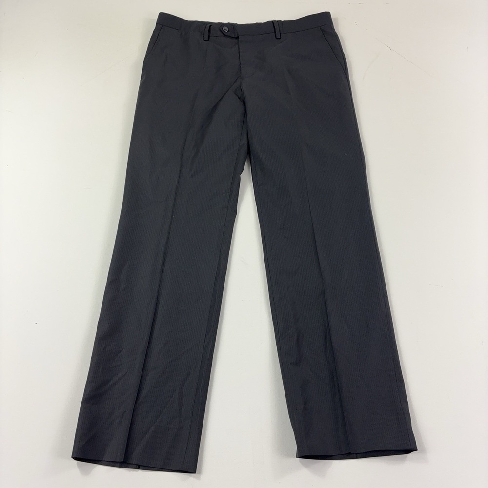 Gianni Versace Collection Dress Pants Mens 36x32 Black Striped Wool Blend